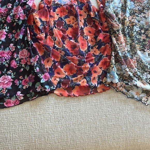 Mesh Ruffle Y2K Rave 70s Disco Retro Sheer Long Sleeve Colorful Tops 90s Club - Picture 10 of 10